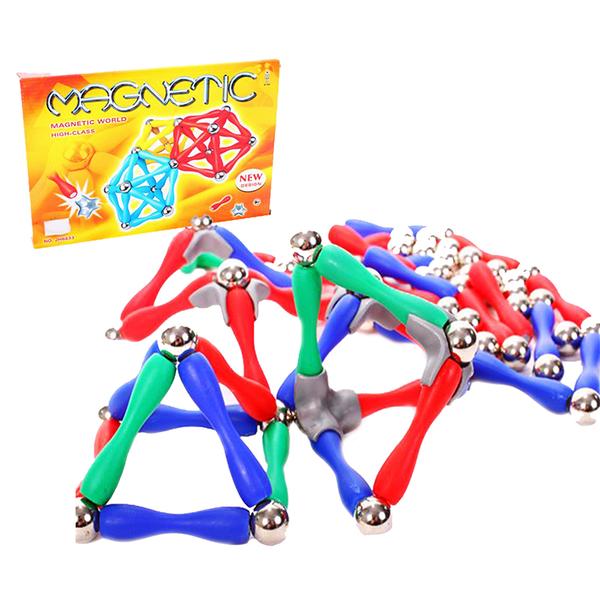 Set de constructie Magnetic, MalPlay, 120 piese, Multicolor, JH6833