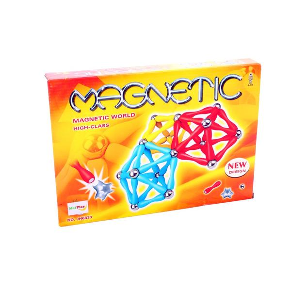 Set de constructie Magnetic, MalPlay, 120 piese, Multicolor, JH6833