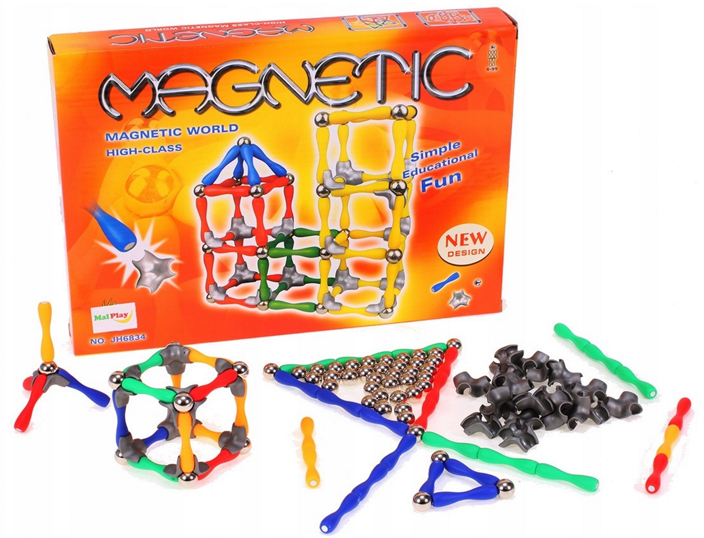 Set de Constructie IDL, MAGICAL WORLD MAGNETS cu 120 piese, Posibilitatea de a crea Forumule chimice, fizice si matematice datorita articulatiei magnetice, Dezvolta IMAGINATIA, CONCENTRAREA, ABILITATILE MANUALE si sporeste GANDIREA SPATIALA, Multicolor