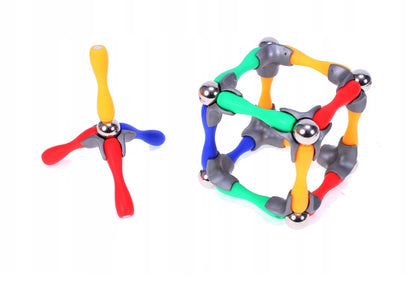 Set de Constructie IDL, MAGICAL WORLD MAGNETS cu 120 piese, Posibilitatea de a crea Forumule chimice, fizice si matematice datorita articulatiei magnetice, Dezvolta IMAGINATIA, CONCENTRAREA, ABILITATILE MANUALE si sporeste GANDIREA SPATIALA, Multicolor