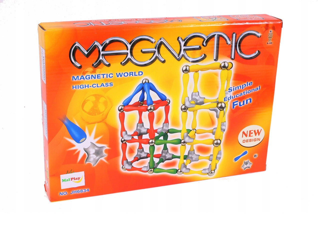 Set de Constructie IDL, MAGICAL WORLD MAGNETS cu 120 piese, Posibilitatea de a crea Forumule chimice, fizice si matematice datorita articulatiei magnetice, Dezvolta IMAGINATIA, CONCENTRAREA, ABILITATILE MANUALE si sporeste GANDIREA SPATIALA, Multicolor