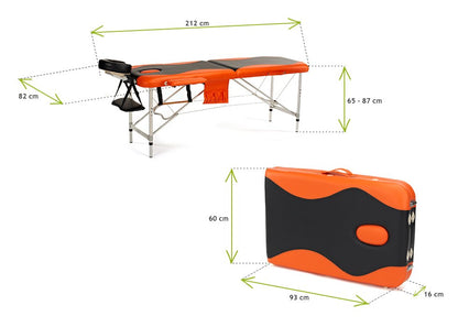 Masa De Masaj Pliabila idealStore, 2 Sectiuni, Inaltime Reglabila 66-88 cm, Piele Ecologica Moale, 2 Cotiere Laterale, Tetiera, Sarcina 250 kg, Structura din Aluminiu, Rezistenta la Uleiuri si Apa, Geanta de Transport Cadou