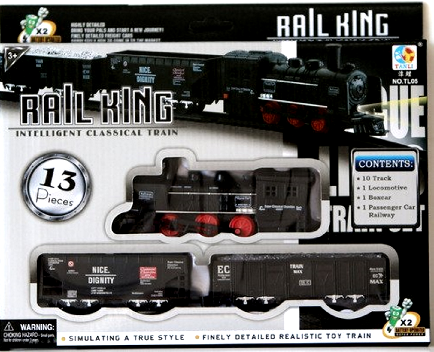 Circuit electric cu Tren idealSTORE Rail Master Expres, Include 1 locomotiva, 2 vagoane, Dezvolta imaginatia si abilitatile manuale
