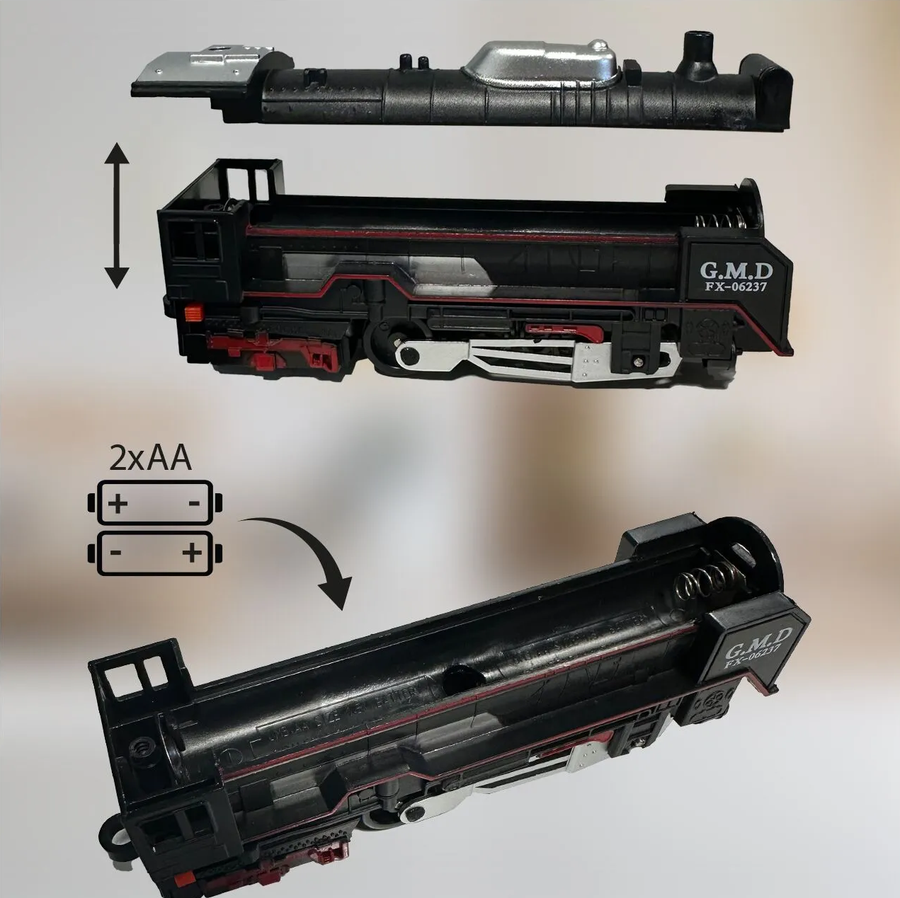 Circuit Electric cu Tren Expres G.M.D idealSTORE, Accesorizat cu Sunete si Lumini, Include o Locomotiva, 3 Vagoane, Gara, 2 Copaci, Lungime Pista 270 cm, Ofera ore lungi de distractie fascinanta