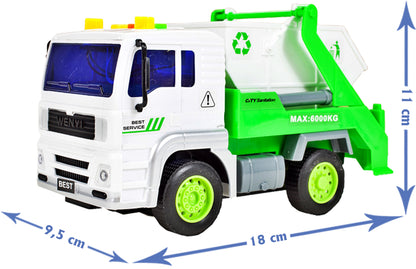 Camion interactiv pentru Ecologizare idealSTORE, Dimensiuni 18 x 10 x 11 cm, Echipat cu un container functional ce ofera ore de distractie, Ideal pentru curatenie