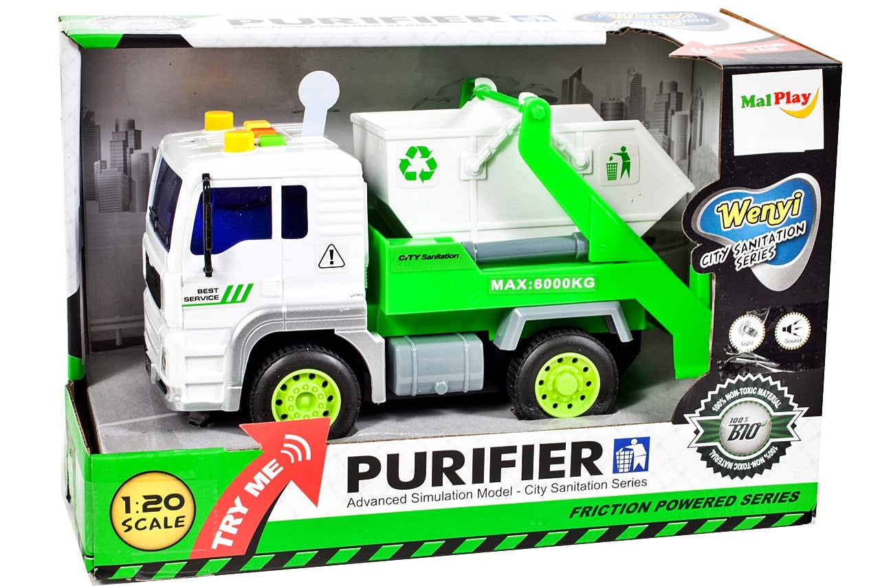 Camion interactiv pentru Ecologizare idealSTORE, Dimensiuni 18 x 10 x 11 cm, Echipat cu un container functional ce ofera ore de distractie, Ideal pentru curatenie