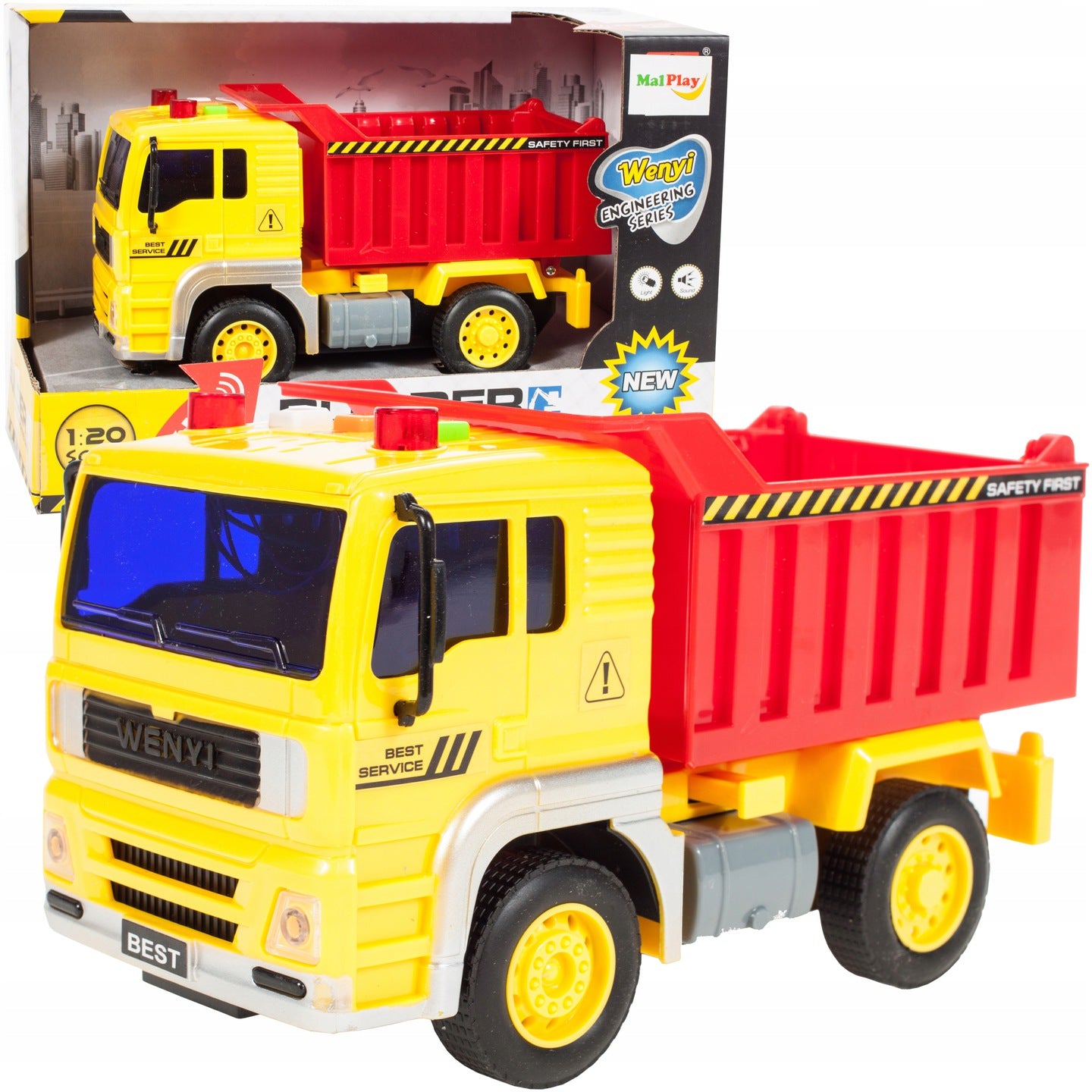 Camion Interactiv cu Basculare IDL Best Wenyi, Scara 1:20, Dimensiuni 17.5 x 9.5 x 11 cm, Jucaria este fabricata din plastic de cea mai inalta calitate, reflecta intr-un detaliu mic vehiculul original, Va oferi ore de distractie creativa