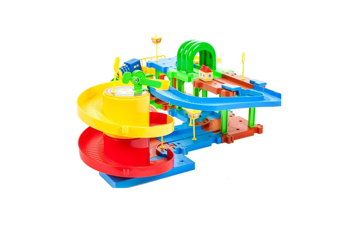 Centru de activitati si Puzzle Trenuletul Choo-Choo, Model interactiv cu diverse accesorii pentru o distractie garantata, Multicolor