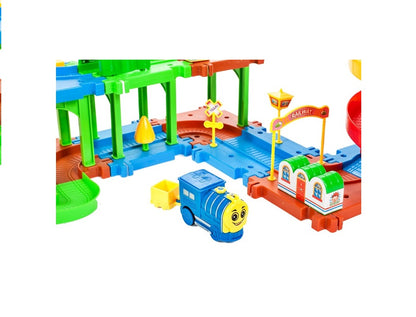 Centru de activitati si Puzzle Trenuletul Choo-Choo, Model interactiv cu diverse accesorii pentru o distractie garantata, Multicolor