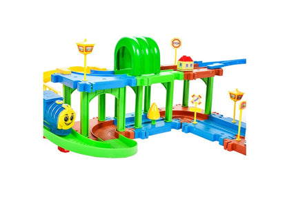 Centru de activitati si Puzzle Trenuletul Choo-Choo, Model interactiv cu diverse accesorii pentru o distractie garantata, Multicolor