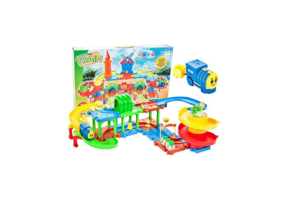 Centru de activitati si Puzzle Trenuletul Choo-Choo, Model interactiv cu diverse accesorii pentru o distractie garantata, Multicolor