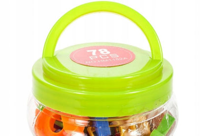Set Litere si Cifre Magnetice Magic Letters idealStore, Include 78 Piese Colorate, Cutie de Depozitare, Ajuta la Invatarea Alfabetului si a Numerelor