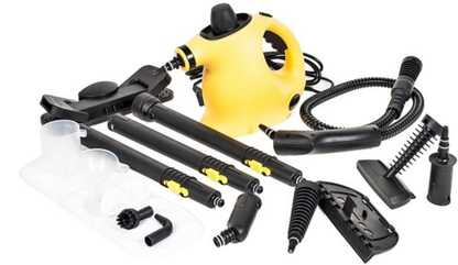 Aparat Multifunctional de Curatat cu Aburi Quick Cleaning idealSTORE, Include 2 Capete de mop din Microfibra, Putere 1050 W, Capacitate Rezervor 380 ml, Presiune 3- 4,5 Bar, Negru-Galben