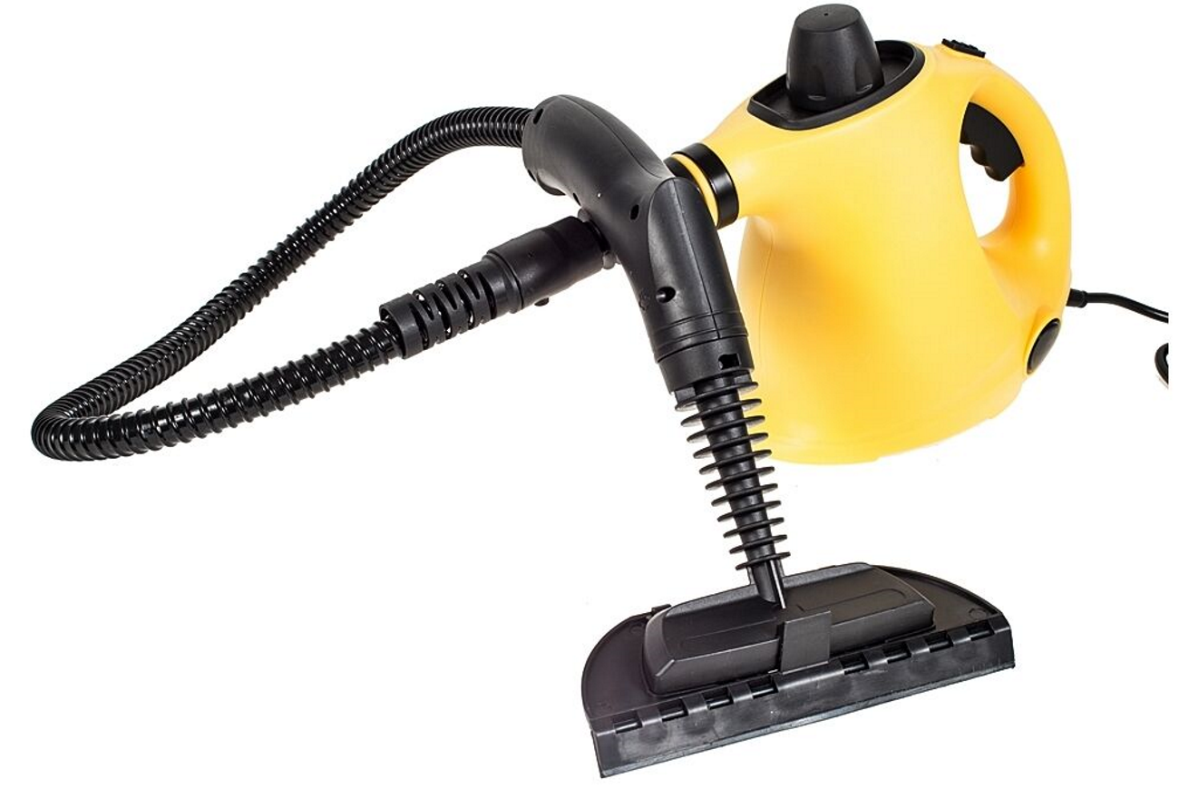 Aparat Multifunctional de Curatat cu Aburi Quick Cleaning idealSTORE, Include 2 Capete de mop din Microfibra, Putere 1050 W, Capacitate Rezervor 380 ml, Presiune 3- 4,5 Bar, Negru-Galben