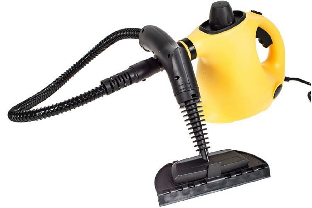 Aparat Multifunctional de Curatat cu Aburi Quick Cleaning idealSTORE, Include 2 Capete de mop din Microfibra, Putere 1050 W, Capacitate Rezervor 380 ml, Presiune 3- 4,5 Bar, Negru-Galben