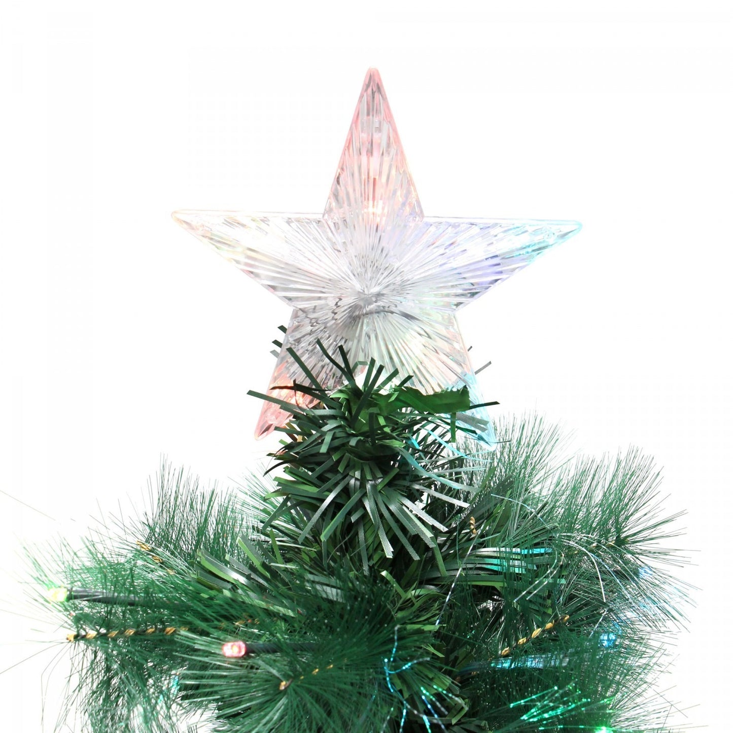 Brad / Pin artificial fibra optica de Craciun, cu 230 LED-uri multicolore, 250 cm