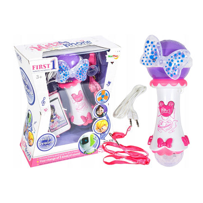 Microfon de Jucarie idealSTORE, MAGICAL Minnie Song, Echipat cu butoane functionale ce garanteaza distractia, Efectele de iluminare ale microfonului vor adauga un plus de bucurie, Culorile atractive stimuleaza perceptia