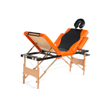 Masa de Masaj Profesionala idealStore MaxFyt, Pliabila, Reglaj pe Inaltime 62-86 cm, saltea din Spuma Moale, Structura din Lemn, Husa de protectie Cadou