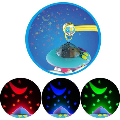 Carusel Interactiv Multifunctional Baby Sleep idealSTORE, Include Proiector de Veghe cu Stele si 108 Melodii, Accesorizat cu Diferite jucarii Multicolore, Rotire 360 grade, Melodii si Cantece linistite, Dezvolta imaginatia si Simtul Vizual