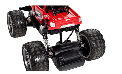 Masinuta Jeep Cu Telecomanda si Suspensii Monster Off-Road, Red Collection 2019, Scara 1:18, Dimensiuni 20 x 13 x 16cm, Trece orice obstacol datorita Suspendarii sale inalte si se poate conduce in toate directiile, Culoare-Rosu