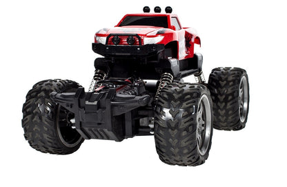 Masinuta Jeep Cu Telecomanda si Suspensii Monster Off-Road, Red Collection 2019, Scara 1:18, Dimensiuni 20 x 13 x 16cm, Trece orice obstacol datorita Suspendarii sale inalte si se poate conduce in toate directiile, Culoare-Rosu