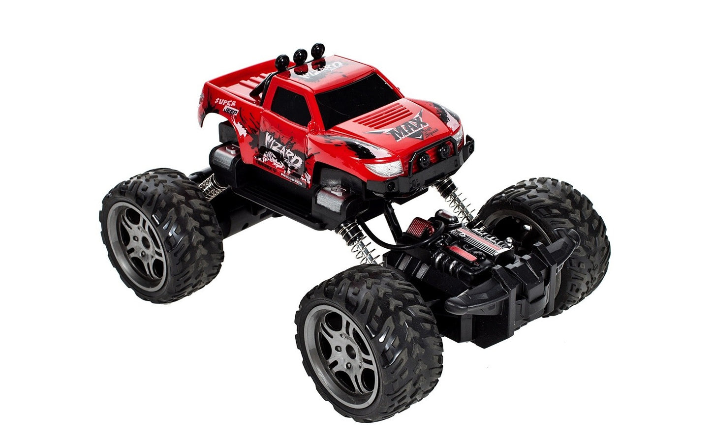 Masinuta Jeep Cu Telecomanda si Suspensii Monster Off-Road, Red Collection 2019, Scara 1:18, Dimensiuni 20 x 13 x 16cm, Trece orice obstacol datorita Suspendarii sale inalte si se poate conduce in toate directiile, Culoare-Rosu