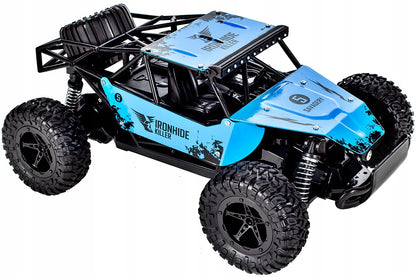 Masinuta Cu Telecomanda si Suspensii Metal OFFROAD, Scara 1.16, Marime 28 x 18.5 x 12 cm, Manevrabilitate Ridicata, Cauciucuri Rezistente, Telecomanda Usor de Folosit, Viteza Maxima 20 km/h, Culoare Albastra