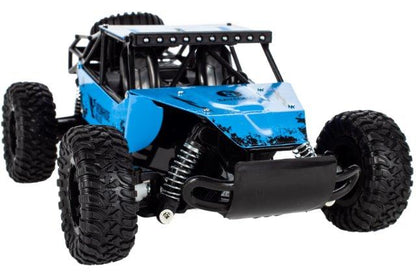 Masinuta Cu Telecomanda si Suspensii Metal OFFROAD, Scara 1.16, Marime 28 x 18.5 x 12 cm, Manevrabilitate Ridicata, Cauciucuri Rezistente, Telecomanda Usor de Folosit, Viteza Maxima 20 km/h, Culoare Albastra