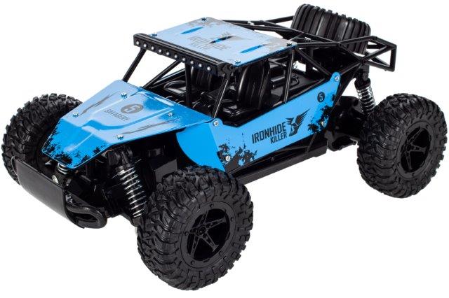 Masinuta Cu Telecomanda si Suspensii Metal OFFROAD, Scara 1.16, Marime 28 x 18.5 x 12 cm, Manevrabilitate Ridicata, Cauciucuri Rezistente, Telecomanda Usor de Folosit, Viteza Maxima 20 km/h, Culoare Albastra