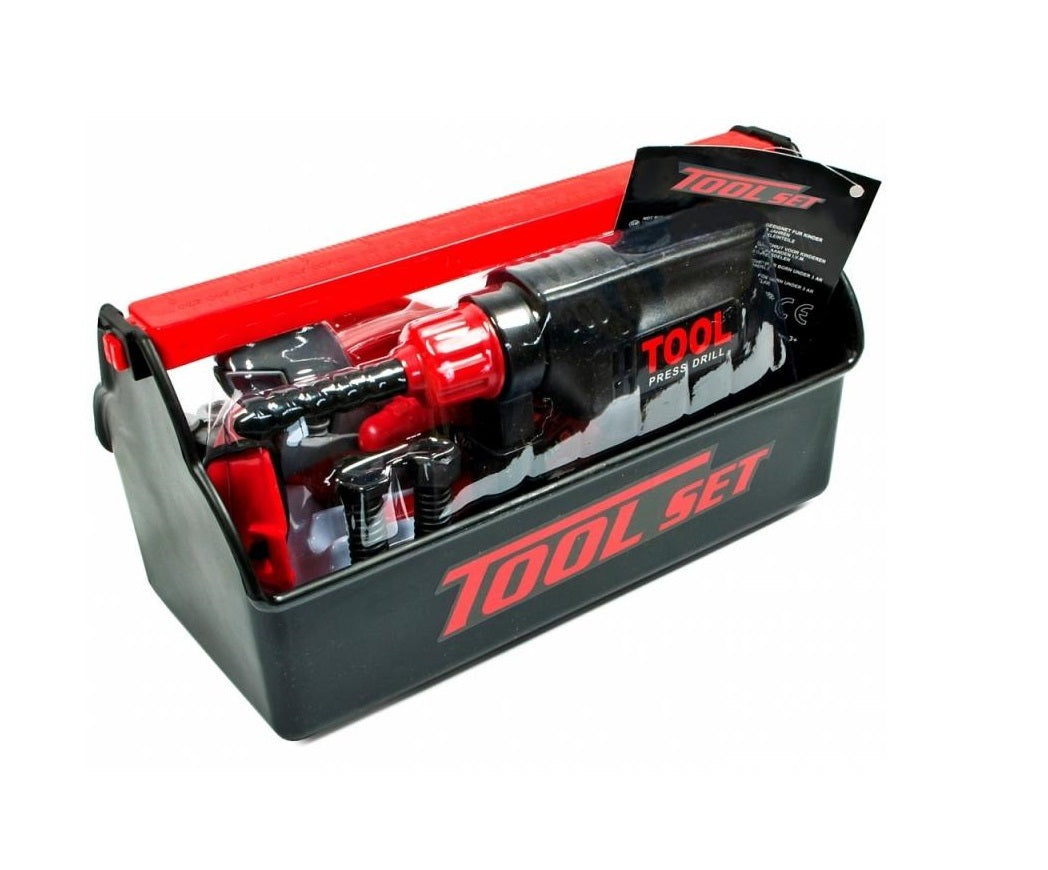 Trusa de bricolaj interactiva The Little Workshop, Accesorizata cu unelte si scule simbolice care ajuta la dezvoltarea creativa si educativa a celor mici, Distractia fiind garantata, Material din plastic de inalta calitate, Negru-rosu