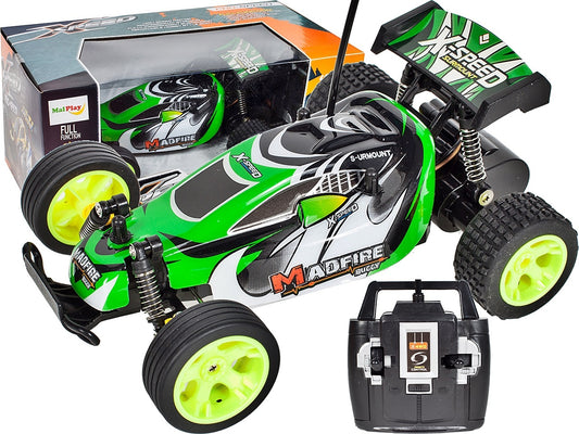 Masinuta Cu Telecomanda OFFROAD Junior SPORT, Dimensiune 22 x 14 x 8 cm, Scara 1:22, Reglarea directiei rotilor, Anvelope din cauciuc moale, Telecomanda Usor de Folosit, Viteza Maxima 15 km/h, Culoare Verde