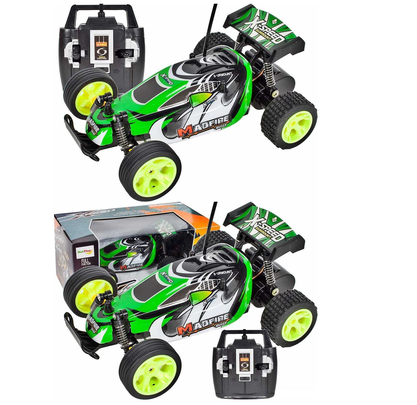 Masinuta Cu Telecomanda OFFROAD Junior SPORT, Dimensiune 22 x 14 x 8 cm, Scara 1:22, Reglarea directiei rotilor, Anvelope din cauciuc moale, Telecomanda Usor de Folosit, Viteza Maxima 15 km/h, Culoare Verde