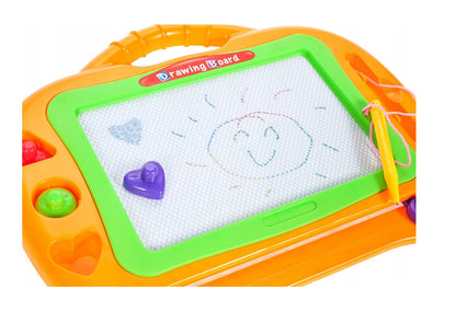 Tablita Magnetica 2 in 1 idealSTORE Maxi Power Paff, Dimenisuni 29.0 x 22.5 x 2.5 cm, Accesorizata cu o planseta premium, Stilou cu snur si 3 timbre colorate, Dezvolta imaginatia, creativitatea si exerseaza scrierea