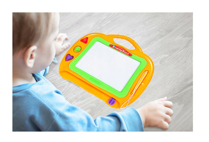 Tablita Magnetica 2 in 1 idealSTORE Maxi Power Paff, Dimenisuni 29.0 x 22.5 x 2.5 cm, Accesorizata cu o planseta premium, Stilou cu snur si 3 timbre colorate, Dezvolta imaginatia, creativitatea si exerseaza scrierea