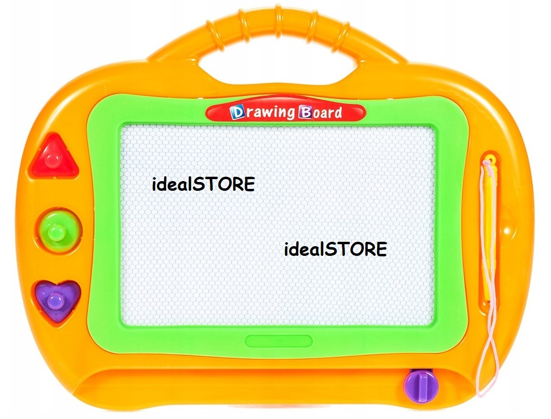 Tablita Magnetica 2 in 1 idealSTORE Maxi Power Paff, Dimenisuni 29.0 x 22.5 x 2.5 cm, Accesorizata cu o planseta premium, Stilou cu snur si 3 timbre colorate, Dezvolta imaginatia, creativitatea si exerseaza scrierea