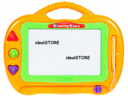 Tablita Magnetica 2 in 1 idealSTORE Maxi Power Paff, Dimenisuni 29.0 x 22.5 x 2.5 cm, Accesorizata cu o planseta premium, Stilou cu snur si 3 timbre colorate, Dezvolta imaginatia, creativitatea si exerseaza scrierea