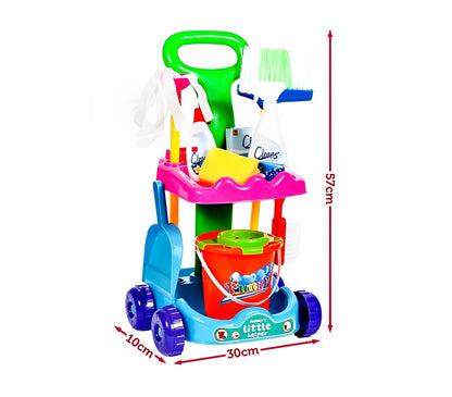 Kit profesional de curatenie Perfect Clean IdealStore, Dimensiune 30 X 10 X 57 cm, Contine 12 elemente pentru curatat, Galeata cu mop, Perie, 3 solutii de curatare, Burete, Multicolor