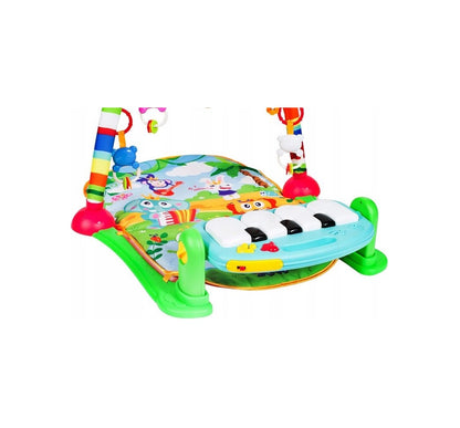 Covoras interactiv Muzical IDL pentru bebelusi cu sunete si lumini, Accesorizat cu pian si jucarii simbolice in culori vii, 3 moduri diferite de pliere, Material moale, Multicolor