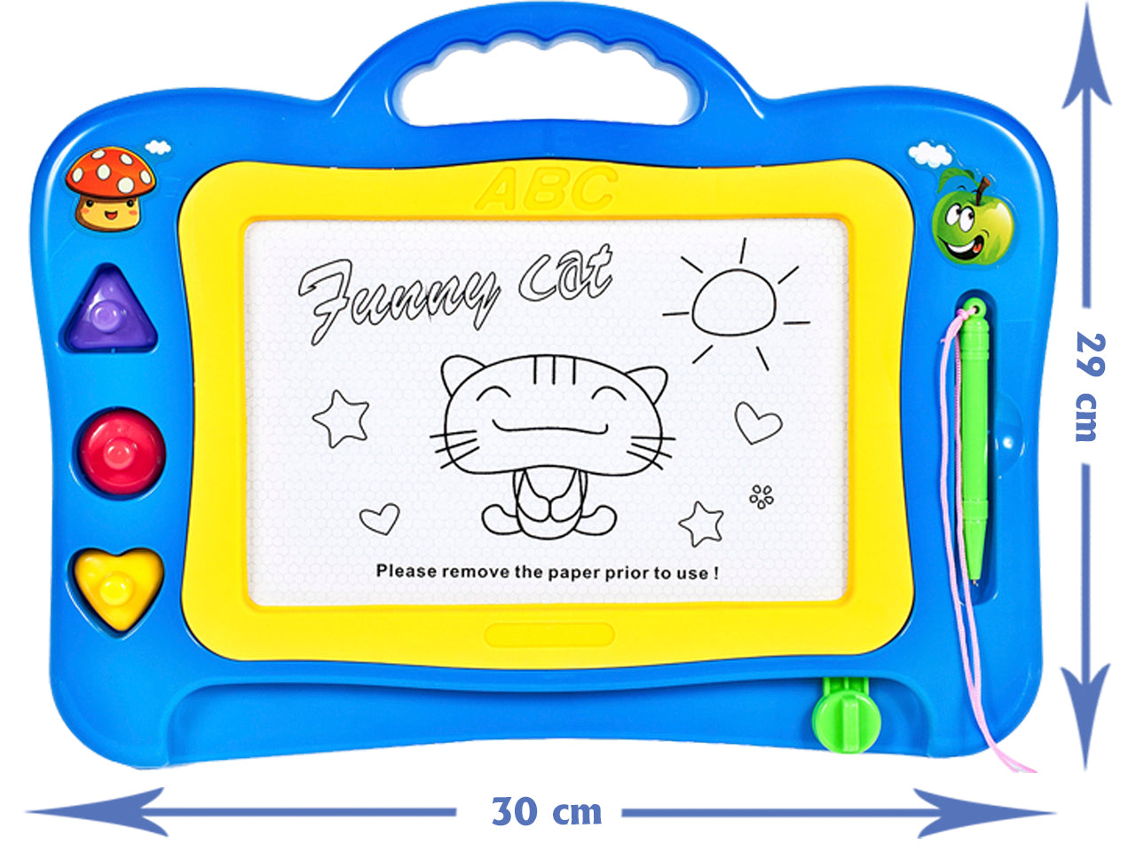 Tabla magnetica idealSTORE Funny Cat, Dimensiuni 29 x 22 cm, Suprafata desen 11 x 7 cm, Dezvolta creativitatea, si incurajeaza scrierea