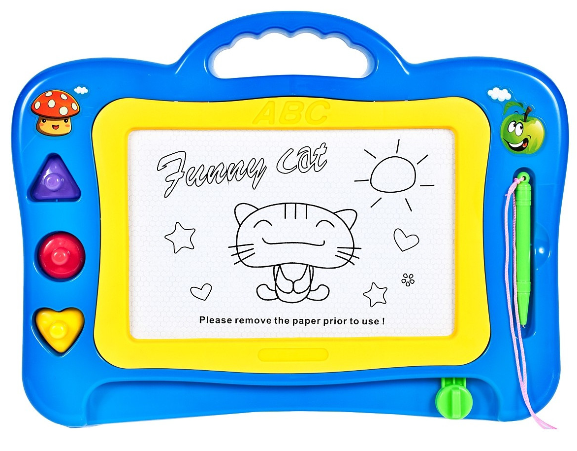 Tabla magnetica idealSTORE Funny Cat, Dimensiuni 29 x 22 cm, Suprafata desen 11 x 7 cm, Dezvolta creativitatea, si incurajeaza scrierea