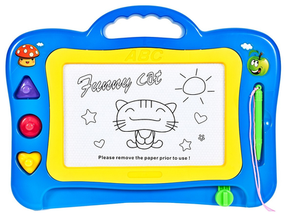 Tabla magnetica idealSTORE Funny Cat, Dimensiuni 29 x 22 cm, Suprafata desen 11 x 7 cm, Dezvolta creativitatea, si incurajeaza scrierea