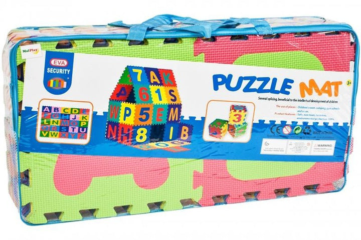 Covor din Burete Tip Puzzle idealStore EduPuzz, 26 lietere de dimensiunea 29x29 cm, Educational, Dezvolta coordonarea Mana-Ochi, Creativitatea, Multicolor