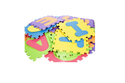 Covor din Burete Tip Puzzle idealStore EduPuzz, 26 lietere de dimensiunea 29x29 cm, Educational, Dezvolta coordonarea Mana-Ochi, Creativitatea, Multicolor