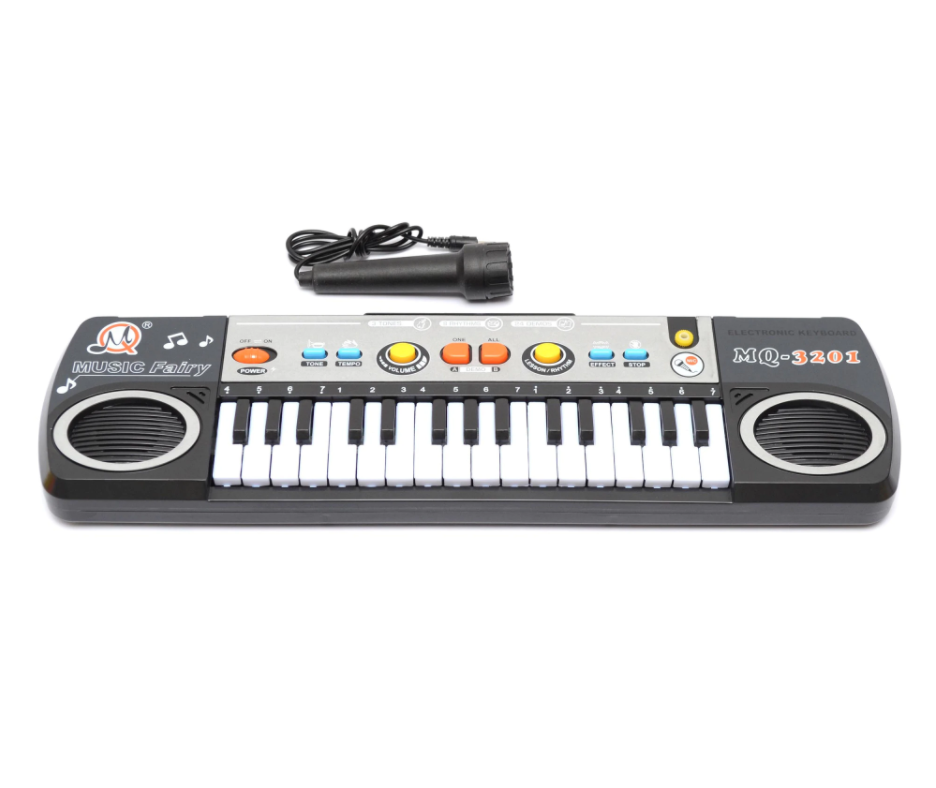 Orga muzicala idealSTORE SWEET TUNES cu microfon inclus, Dimensiuni 38 x 30 x 10 cm, Mod de invatare pentru cei mici, Control al volumului si al tempoului, 31 de clape, 8 ritmuri