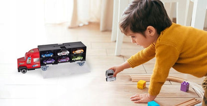 Camion cu rampa de iesire si 6 masinute