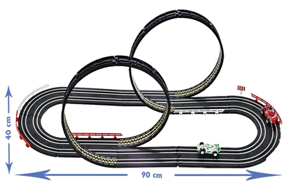 Pista de Curse Electrica Racing Formula 1 idealSTORE, Include 2 Masini Controlate, 2 Telecomenzi, Lungime Pista 388 cm, Decoratiuni Benzi, Semnalizare, Sustine Dezvoltarea Imaginatiei