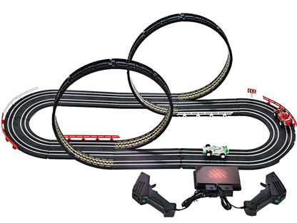 Pista de Curse Electrica Racing Formula 1 idealSTORE, Include 2 Masini Controlate, 2 Telecomenzi, Lungime Pista 388 cm, Decoratiuni Benzi, Semnalizare, Sustine Dezvoltarea Imaginatiei