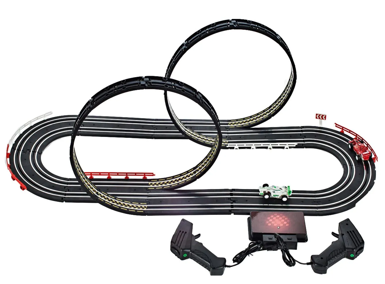 Pista de Curse Electrica Racing Formula 1 idealSTORE, Include 2 Masini Controlate, 2 Telecomenzi, Lungime Pista 388 cm, Decoratiuni Benzi, Semnalizare, Sustine Dezvoltarea Imaginatiei