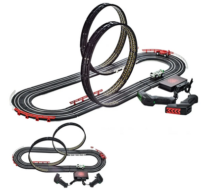 Pista de Curse Electrica Racing Formula 1 idealSTORE, Include 2 Masini Controlate, 2 Telecomenzi, Lungime Pista 388 cm, Decoratiuni Benzi, Semnalizare, Sustine Dezvoltarea Imaginatiei