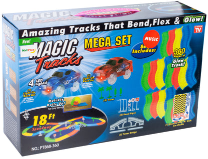 Pista luminoasa cu 2 masinute MalPlay, 360 piese